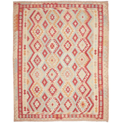 Tappeto Kilim Afghanistan Geometrico Beige Crema Rosso Terra