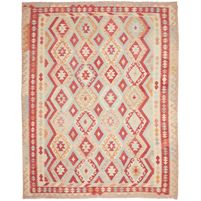 Tappeto Kilim Afghanistan Geometrico Beige Crema Rosso Terra