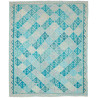 Tappeto Kilim Afghanistan Astratto Blu Turchese Azzurro Bian