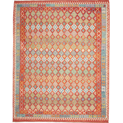 Tappeto Kilim Afghanistan Geometrico Rosso Terracotta Blu Tu