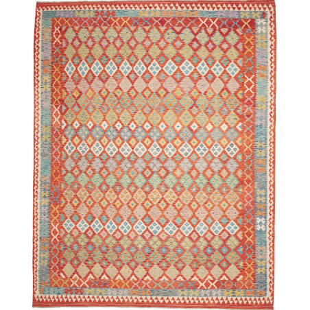 Tappeto Kilim Afghanistan Geometrico Rosso Terracotta Blu Tu