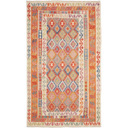 Tappeto Kilim Afghanistan Astratto Arancione Beige Rosso Blu