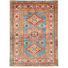 Tappeto Kazak Fine Pakistan Astratto Blu Turchese Rosso Scar