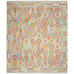 Tappeto Kilim Afghanistan Astratto Azzurro Celeste Arancio C