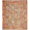 Tappeto Kilim Afghanistan Astratto Arancio Terracotta Blu Pe