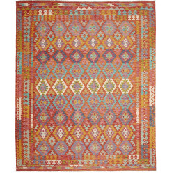 Tappeto Kilim Afghanistan Geometrico Terracotta Arancione Bl