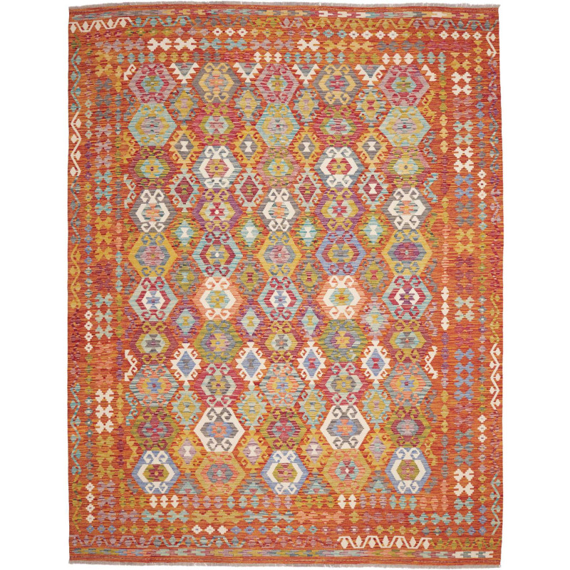 Tappeto Kilim Afghanistan Geometrico Arancio Bruciato Terrac