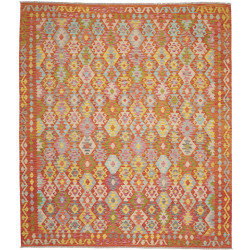 Tappeto Kilim Afghanistan Geometrico Arancio Terracotta Azzu