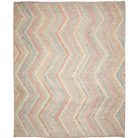 Tappeto Kilim Afghanistan Astratto Verde Salvia Azzurro Pesc