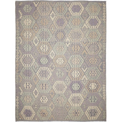 Tappeto Kilim Afghanistan Astratto Lavanda Beige Grigio Verd