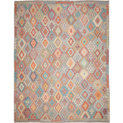 Tappeto Kilim Afghanistan Astratto Grigio Azzurro Arancione