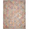 Tappeto Kilim Afghanistan Astratto Grigio Azzurro Arancione