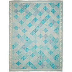 Tappeto Kilim Afghanistan Astratto Azzurro Acquamarina Blu P