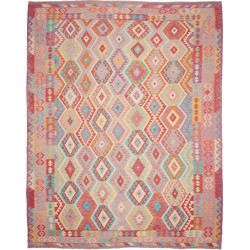 Tappeto Kilim Afghanistan Astratto Rosa Viola Blu Giallo Ara