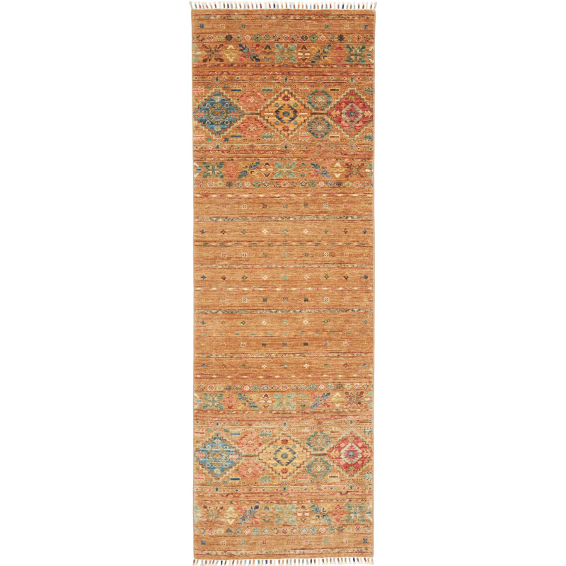 Tappeto Rubin Pakistan Astratto Arancio Terra Cotta Oro Blu
