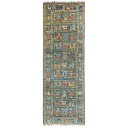 Tappeto Rubin Pakistan Astratto Blu Petrolio Ocra Rosso Matt