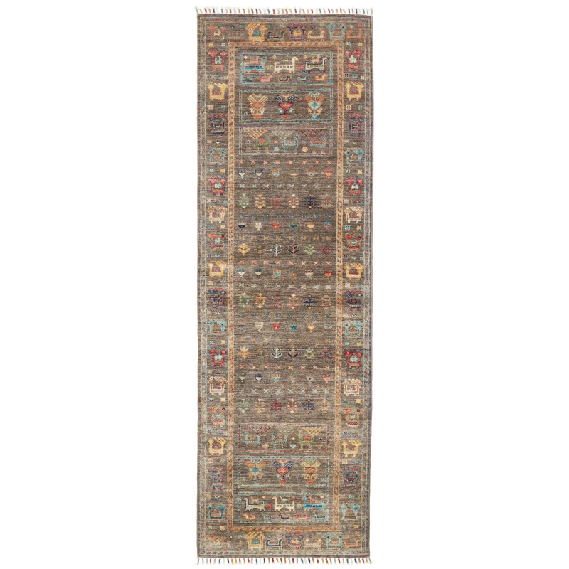 Tappeto Rubin Pakistan Geometrico Grigio Tortora Rosso Azzur