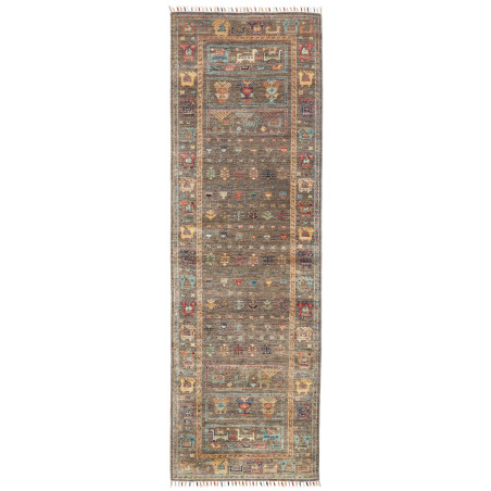 Tappeto Rubin Pakistan Geometrico Grigio Tortora Rosso Azzur
