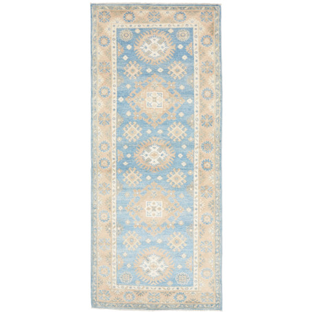 Tappeto Kazak Afghanistan Geometrico Blu Cielo Beige Sabbia