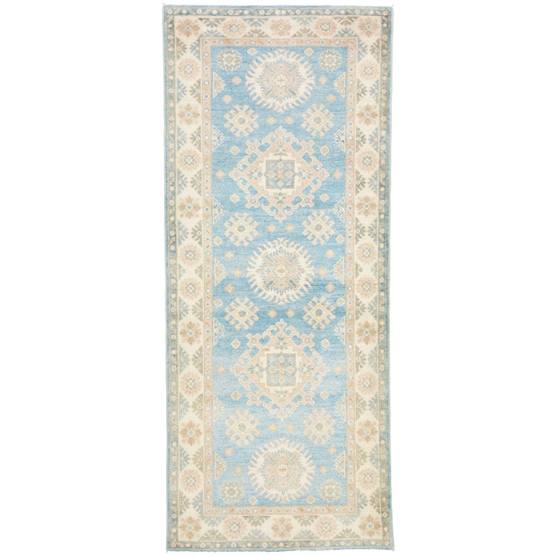 Tappeto Kazak Afghanistan Astratto Celeste Crema Beige Verde