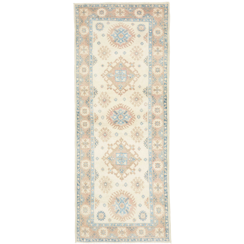 Tappeto Kazak Afghanistan Geometrico Crema Azzurro Terrecott
