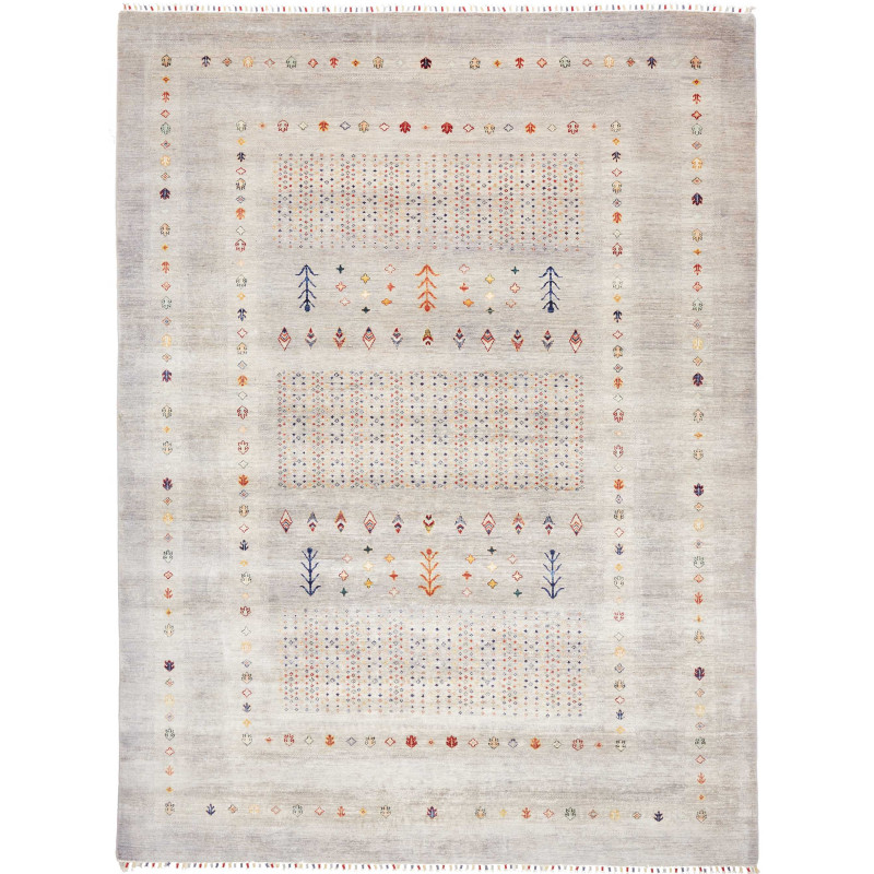 Tappeto Siva Pakistan Geometrico Grigio Chiaro Multicolore 2