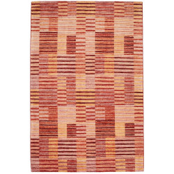 Tappeto Barjesta Pakistan Astratto Rosso Arancio Beige Marro