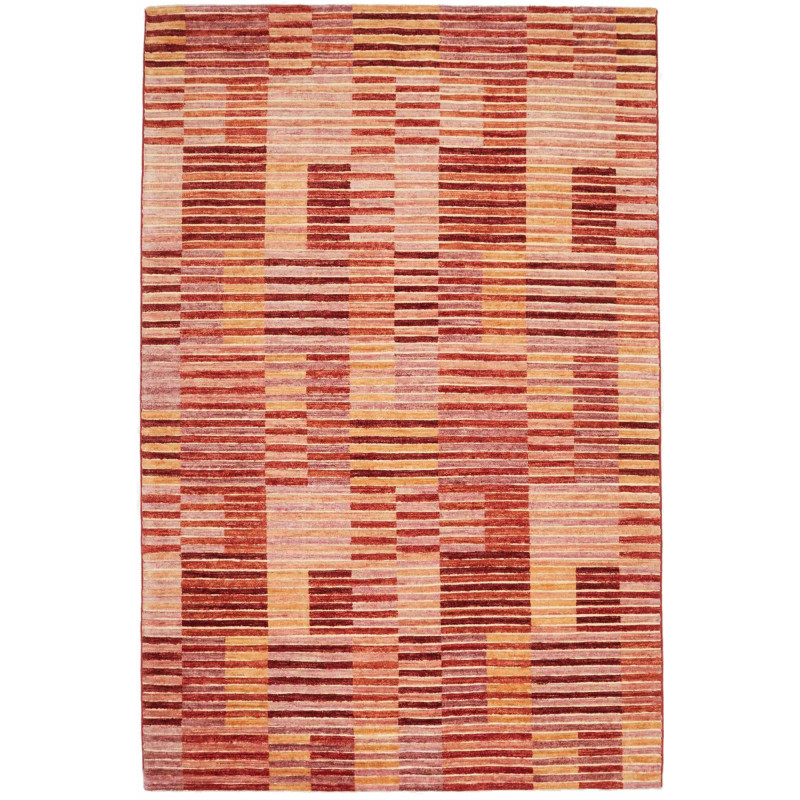 Tappeto Barjesta Pakistan Astratto Rosso Arancio Beige Marro