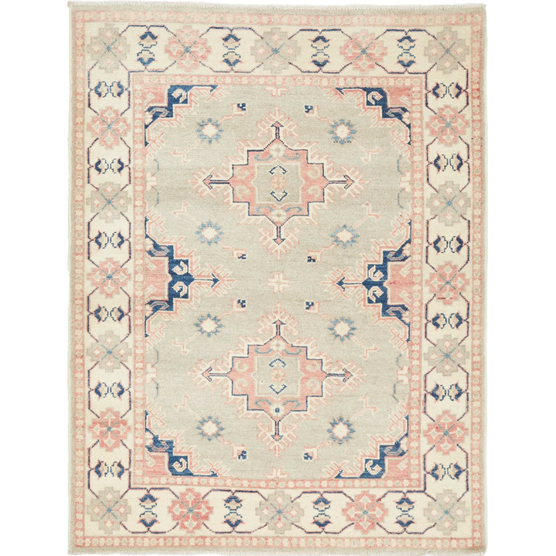 Tappeto Kazak Afghanistan Geometrico Verde Salvia Rosa Cipri