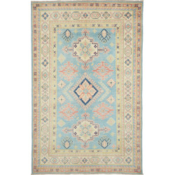 Tappeto Kazak Afghanistan Geometrico Azzurro Crema Pesca Blu