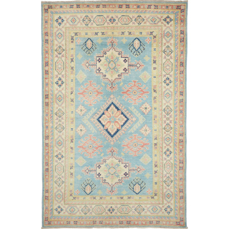 Tappeto Kazak Afghanistan Geometrico Azzurro Crema Pesca Blu