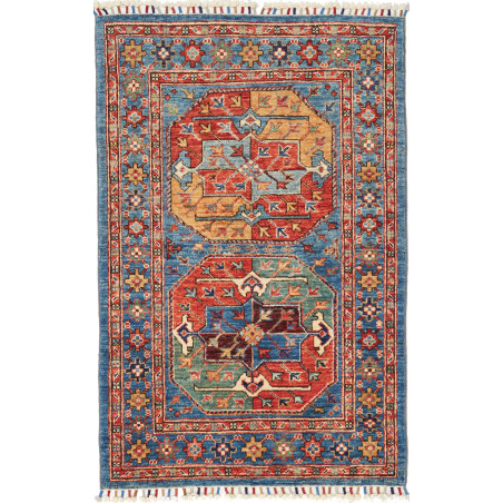 Tappeto Zigler Fine Pakistan Geometrico Blu Rosso Oro 80x122