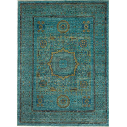 Tappeto Mamlouk Pakistan Geometrico Turchese Oro Blu Scuro 1