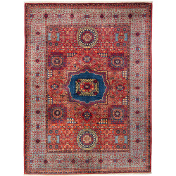 Tappeto Mamlouk Pakistan Medaglione Rosso Blu Azzurro Beige