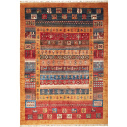 Tappeto Mosaic Pakistan Astratto Terracotta Blu Rosso Giallo