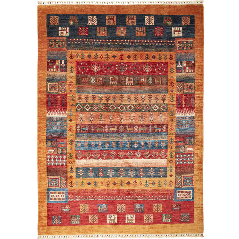Tappeto Mosaic Pakistan Astratto Terracotta Blu Rosso Giallo