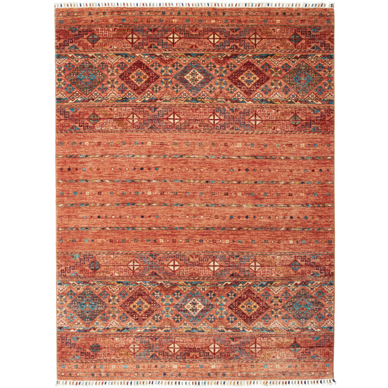 Tappeto Rubin Pakistan Astratto Terracotta Arancione Blu Ros