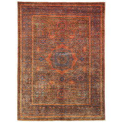 Tappeto Mamlouk Pakistan Geometrico Ruggine Indaco Blu Petro