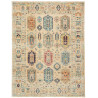 Tappeto Tribal Pakistan Cornice Beige Crema Blu Turchese Ros