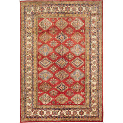 Tappeto Kazak Fine Pakistan Astratto Rosso Bordeaux Crema Bl