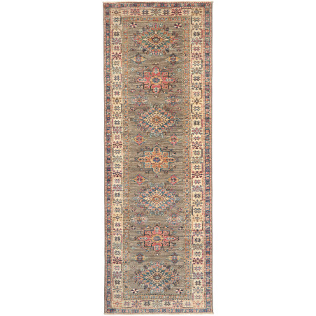 Tappeto Kazak Fine Pakistan Astratto Grigio Marrone Rosso Co