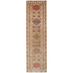 Tappeto Kazak Fine Pakistan Astratto Grigio Verde Rosso Matt