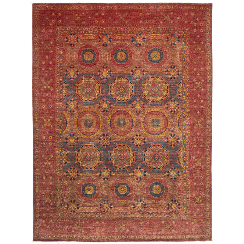 Tappeto Mamlouk Pakistan Floreale Rosso Ruggine Blu Grigio O