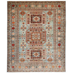 Tappeto Kazak Fine Pakistan Geometrico Azzurro Cielo Terraco