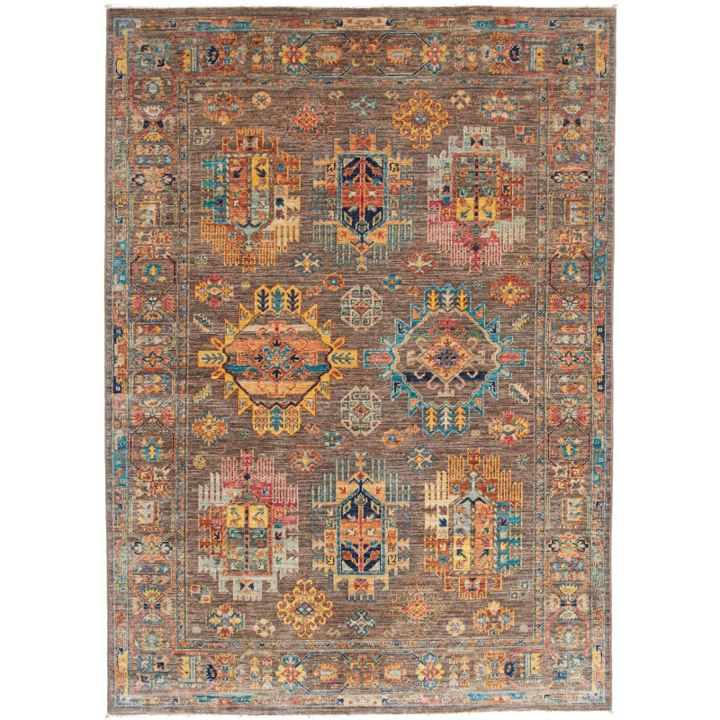 Tappeto Tribal Pakistan Geometrico Marrone Taupe Ocra Aranci