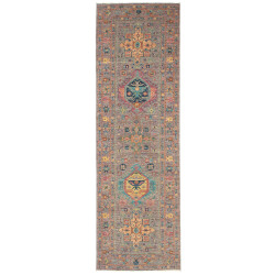 Tappeto Tribal Pakistan Astratto Grigio Arancio Giallo Turch