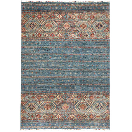 Tappeto Rubin Pakistan Astratto Blu Teal Rosso Terracotta Ru
