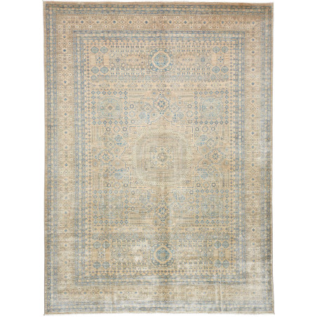 Tappeto Mamlouk Pakistan Geometrico Beige Blu Pastello 247x3