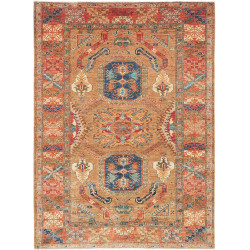 Tappeto Kazak Fine Pakistan Astratto Marrone Oro Blu Terraco