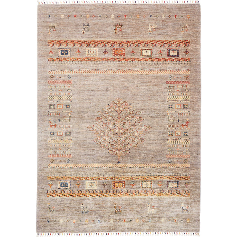 Tappeto Siva Pakistan Geometrico Grigio Talpa Marrone Beige
